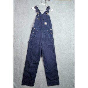 Carhartt Bib Overalls Mens 28x32 Navy Blue Workwear Double Knee Cotton Dungarees